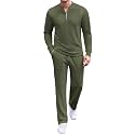 COOFANDY Men's 2 Piece Tracksuit Set Polo Athletic Sweatsuit Quarter Zip Jogging Long Sleeve Casual Sports Outfits