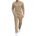COOFANDY Men's 2 Piece Tracksuit Set Polo Athletic Sweatsuit Quarter Zip Jogging Long Sleeve Casual Sports Outfits