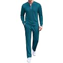 COOFANDY Men's 2 Piece Tracksuit Set Polo Athletic Sweatsuit Quarter Zip Jogging Long Sleeve Casual Sports Outfits
