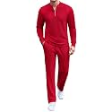 COOFANDY Men's 2 Piece Tracksuit Set Polo Athletic Sweatsuit Quarter Zip Jogging Long Sleeve Casual Sports Outfits