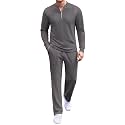 COOFANDY Men's 2 Piece Tracksuit Set Polo Athletic Sweatsuit Quarter Zip Jogging Long Sleeve Casual Sports Outfits