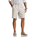 COOFANDY Men's Casual Shorts Pleated Front 9" Linen Textured Dress Shorts