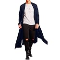 COOFANDY Men's Lightweight Ruffle Shawl Collar Cardigan Open Front Long Length Drape Cape Overcoat