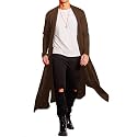 COOFANDY Men's Lightweight Ruffle Shawl Collar Cardigan Open Front Long Length Drape Cape Overcoat