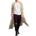 COOFANDY Men's Lightweight Ruffle Shawl Collar Cardigan Open Front Long Length Drape Cape Overcoat