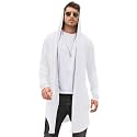 COOFANDY Men's Long Hooded Cardigan Shawl Collar Lightweight Cape Cloak