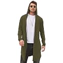 COOFANDY Men's Long Hooded Cardigan Shawl Collar Lightweight Cape Cloak