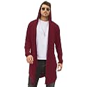 COOFANDY Men's Long Hooded Cardigan Shawl Collar Lightweight Cape Cloak
