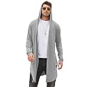 COOFANDY Men's Long Hooded Cardigan Shawl Collar Lightweight Cape Cloak