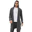 COOFANDY Men's Long Hooded Cardigan Shawl Collar Lightweight Cape Cloak