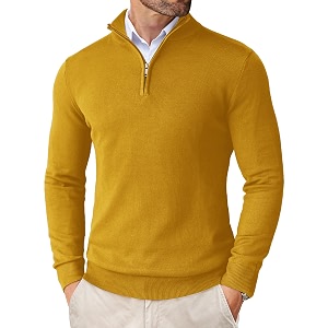 COOFANDY Mens Quarter Zip Up Sweaters Slim