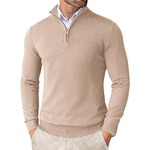 COOFANDY Mens Quarter Zip Up Sweaters Slim