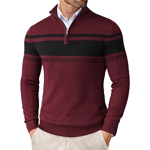 COOFANDY Mens Quarter Zip Up Sweaters Slim