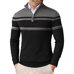 COOFANDY Mens Quarter Zip Up Sweaters Slim
