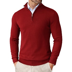 COOFANDY Mens Quarter Zip Up Sweaters Slim