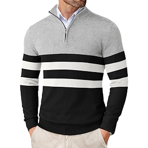 COOFANDY Mens Quarter Zip Up Sweaters Slim