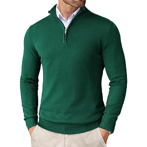 COOFANDY Mens Quarter Zip Up Sweaters Slim