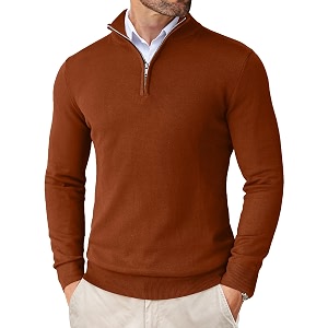 COOFANDY Mens Quarter Zip Up Sweaters Slim