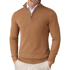 COOFANDY Mens Quarter Zip Up Sweaters Slim