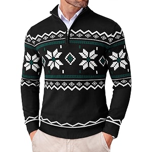 COOFANDY Mens Quarter Zip Up Sweaters Slim