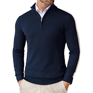 COOFANDY Mens Quarter Zip Up Sweaters Slim