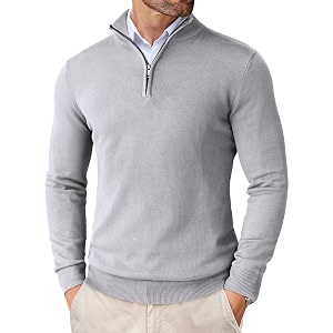COOFANDY Mens Quarter Zip Up Sweaters Slim