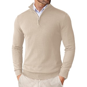 COOFANDY Mens Quarter Zip Up Sweaters Slim