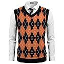 COOFANDY Men's Sleeveless V Neck Pullover Sweater Argyle Knit Vest Sweaters