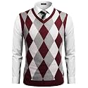 COOFANDY Men's Sleeveless V Neck Pullover Sweater Argyle Knit Vest Sweaters