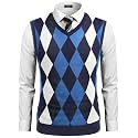 COOFANDY Men's Sleeveless V Neck Pullover Sweater Argyle Knit Vest Sweaters