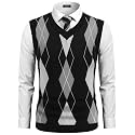 COOFANDY Men's Sleeveless V Neck Pullover Sweater Argyle Knit Vest Sweaters