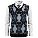 COOFANDY Men's Sleeveless V Neck Pullover Sweater Argyle Knit Vest Sweaters