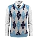 COOFANDY Men's Sleeveless V Neck Pullover Sweater Argyle Knit Vest Sweaters
