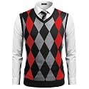 COOFANDY Men's Sleeveless V Neck Pullover Sweater Argyle Knit Vest Sweaters