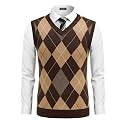 COOFANDY Men's Sleeveless V Neck Pullover Sweater Argyle Knit Vest Sweaters