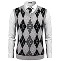 COOFANDY Men's Sleeveless V Neck Pullover Sweater Argyle Knit Vest Sweaters