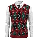 COOFANDY Men's Sleeveless V Neck Pullover Sweater Argyle Knit Vest Sweaters