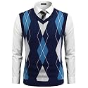 COOFANDY Men's Sleeveless V Neck Pullover Sweater Argyle Knit Vest Sweaters
