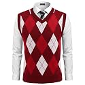 COOFANDY Men's Sleeveless V Neck Pullover Sweater Argyle Knit Vest Sweaters