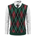 COOFANDY Men's Sleeveless V Neck Pullover Sweater Argyle Knit Vest Sweaters