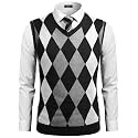 COOFANDY Men's Sleeveless V Neck Pullover Sweater Argyle Knit Vest Sweaters