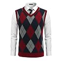 COOFANDY Men's Sleeveless V Neck Pullover Sweater Argyle Knit Vest Sweaters