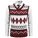 COOFANDY Men's Sleeveless V Neck Pullover Sweater Argyle Knit Vest Sweaters