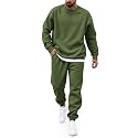 COOFANDY Men's Sweatsuit Set Fleece Crewneck Sweatshirt and Jogger Pants