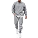 COOFANDY Men's Sweatsuit Set Fleece Crewneck Sweatshirt and Jogger Pants