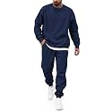 COOFANDY Men's Sweatsuit Set Fleece Crewneck Sweatshirt and Jogger Pants
