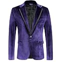 COOFANDY Men's Velvet Blazer One Button Tuxedo Jacket Wedding Blazer Jacket