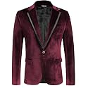 COOFANDY Men's Velvet Blazer One Button Tuxedo Jacket Wedding Blazer Jacket