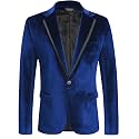COOFANDY Men's Velvet Blazer One Button Tuxedo Jacket Wedding Blazer Jacket