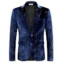 COOFANDY Men's Velvet Blazer Notched Lapel Velour Suit Jacket One Button Tuxedo Jackets for Wedding Prom Party Dinner